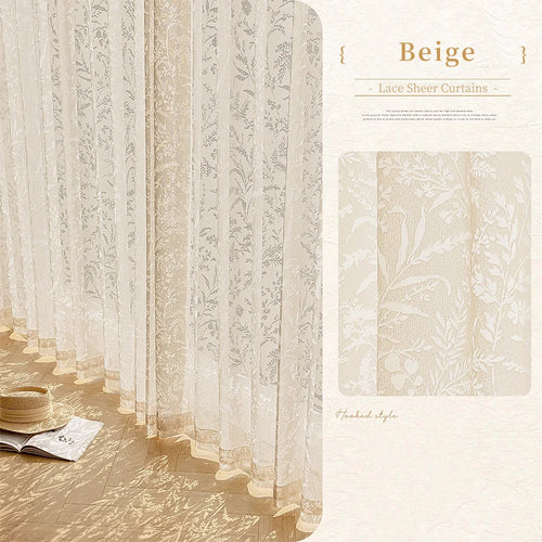 Voilage dentelle florale translucide rideau salon chambre moderne