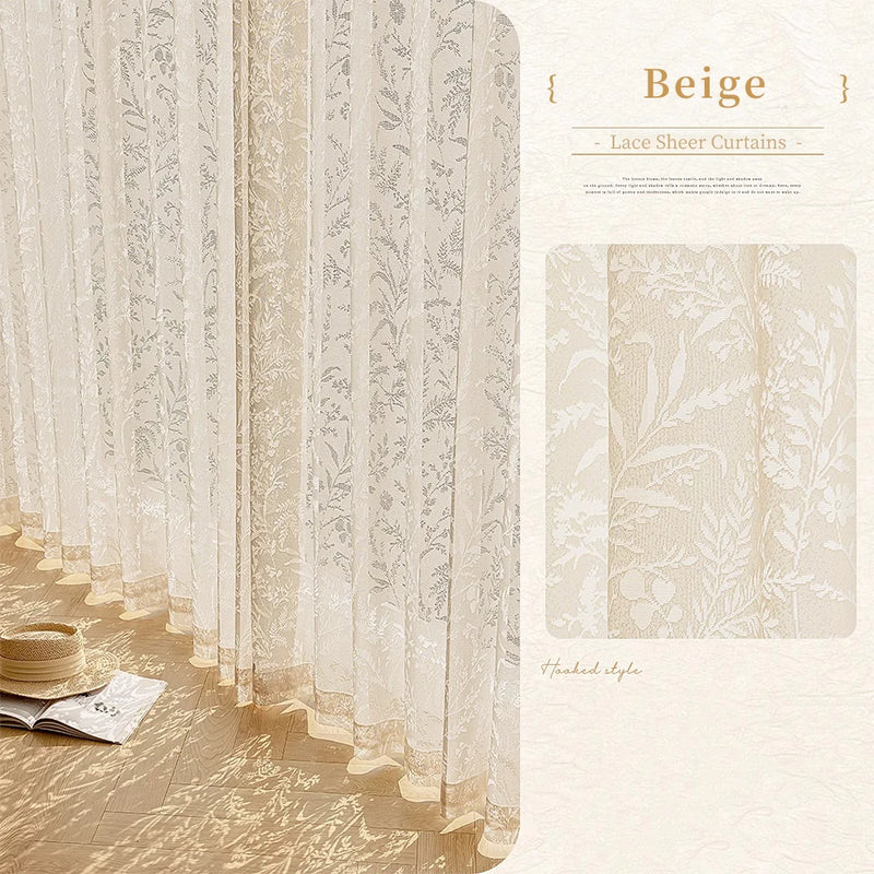 Voilage dentelle florale translucide rideau salon chambre moderne