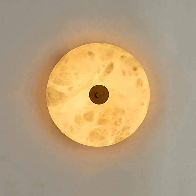 applique murale led ronde en marbre rétro-éclairage décoratif pour restaurant et hôtel