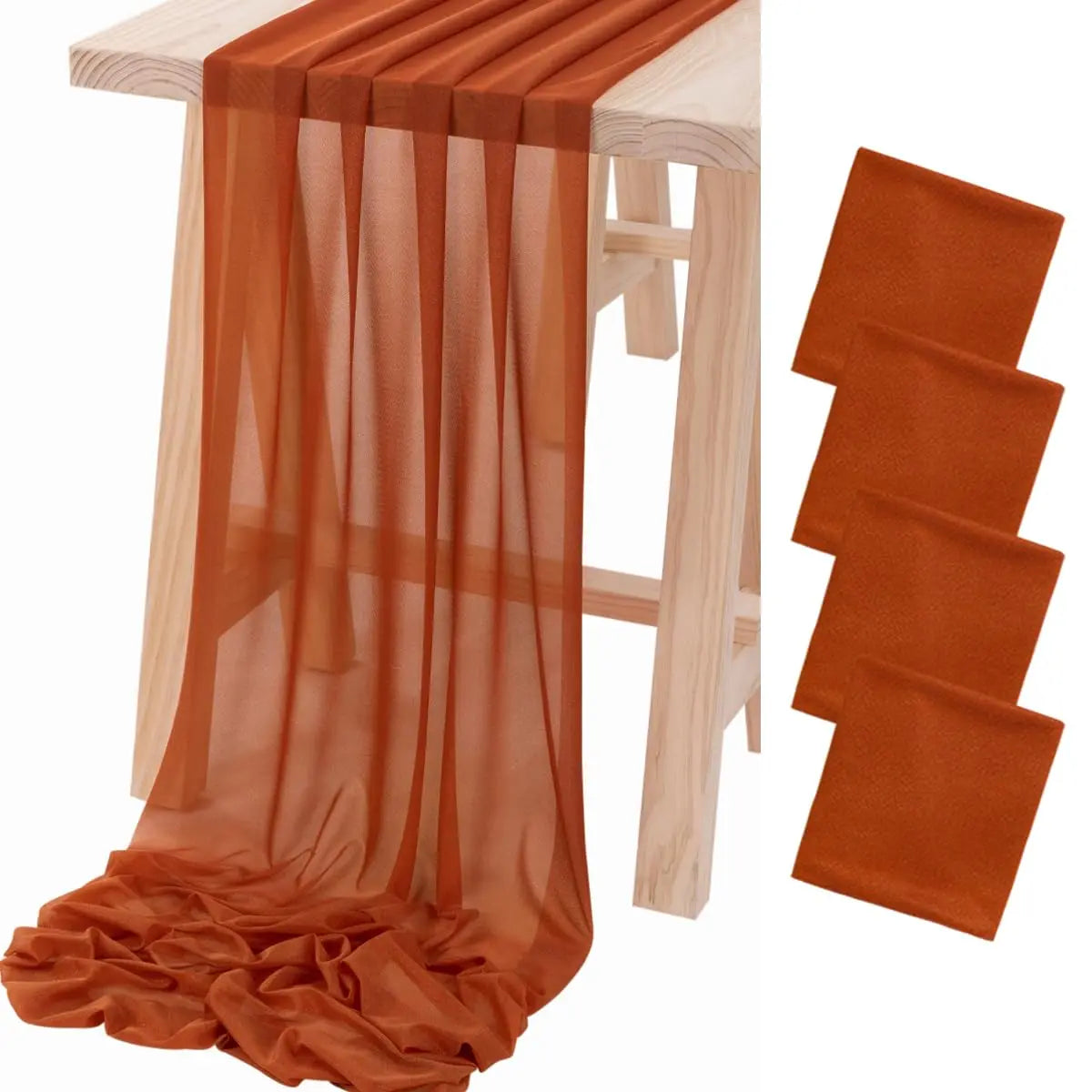 Chemin de table mousseline bohème transparent mariage lot4 - vue 2 sur 7