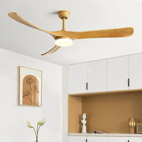 ventilateur suspendu en bois avec lumière design élégant pour toutes saisons