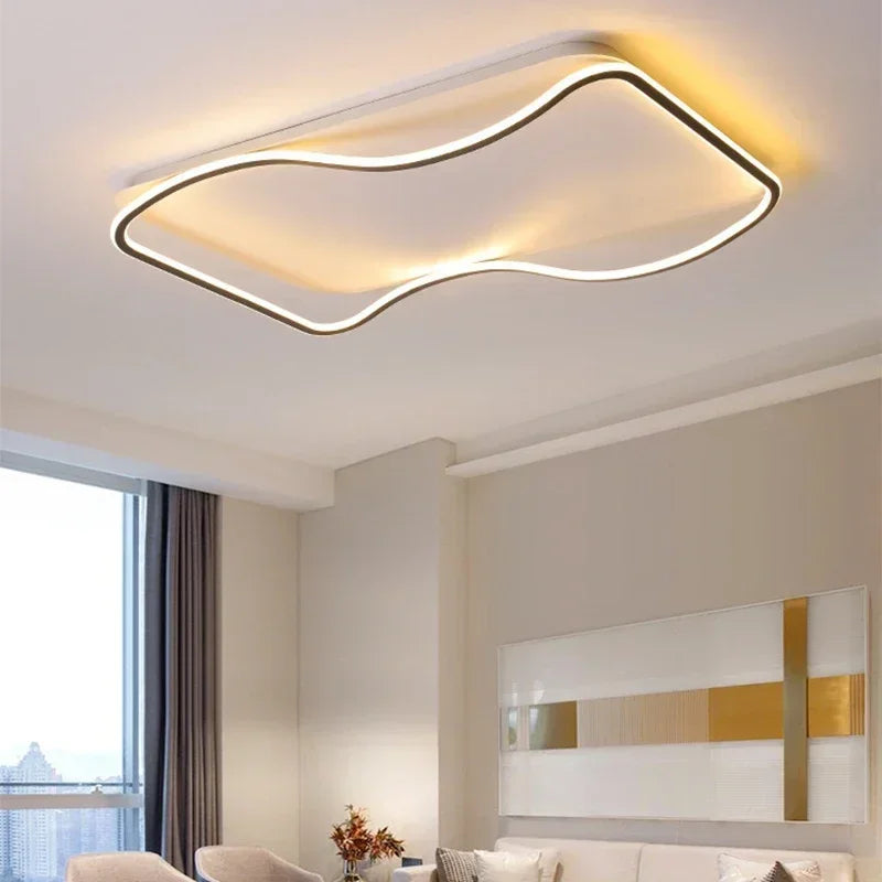 lustre moderne à leds pour décoration intérieure simple vague - vue 3 sur 20