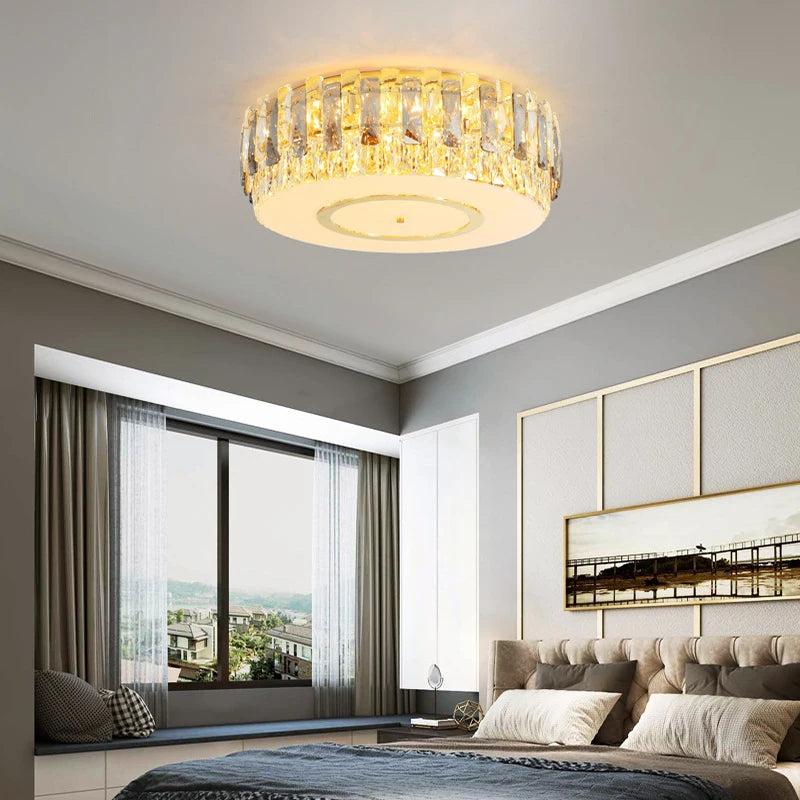 plafonnier led dimmable en verre de cristal rond moderne - vue 4 sur 11