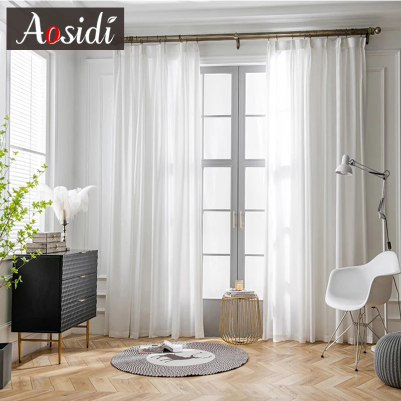 Voilage tulle froissé léger pour salon et chambre - vue 2 sur 8