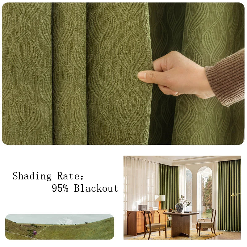 Rideau occultant chenille epais style moderne pour chambre - vue 8 sur 10