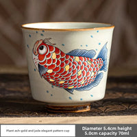 tasse thé céramique style chinois motif arowana coffret