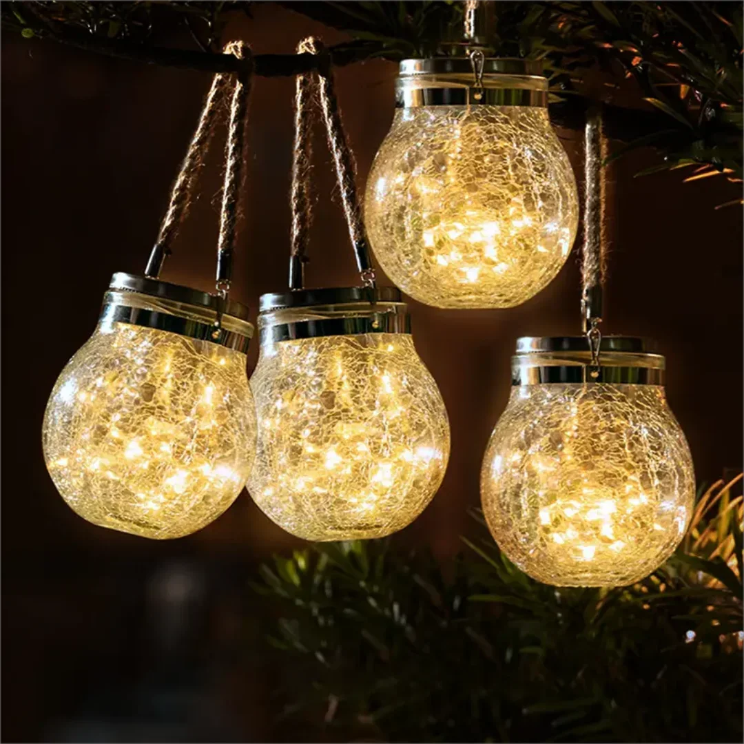 guirlande lumineuse solaire en forme de pot mason décorative pour extérieur