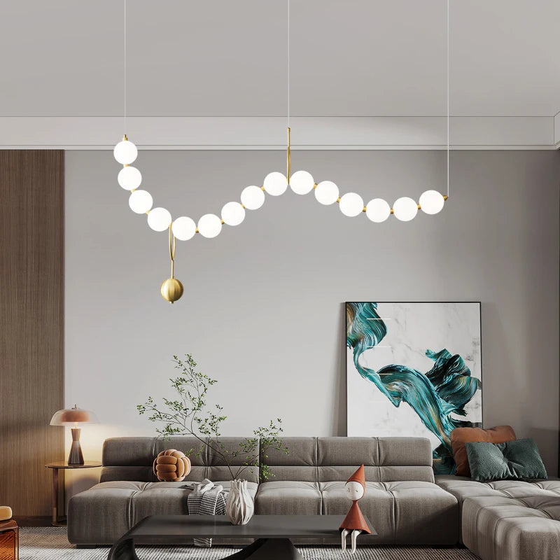 Lustre design arrondi avec boules LED - vue 5 sur 16