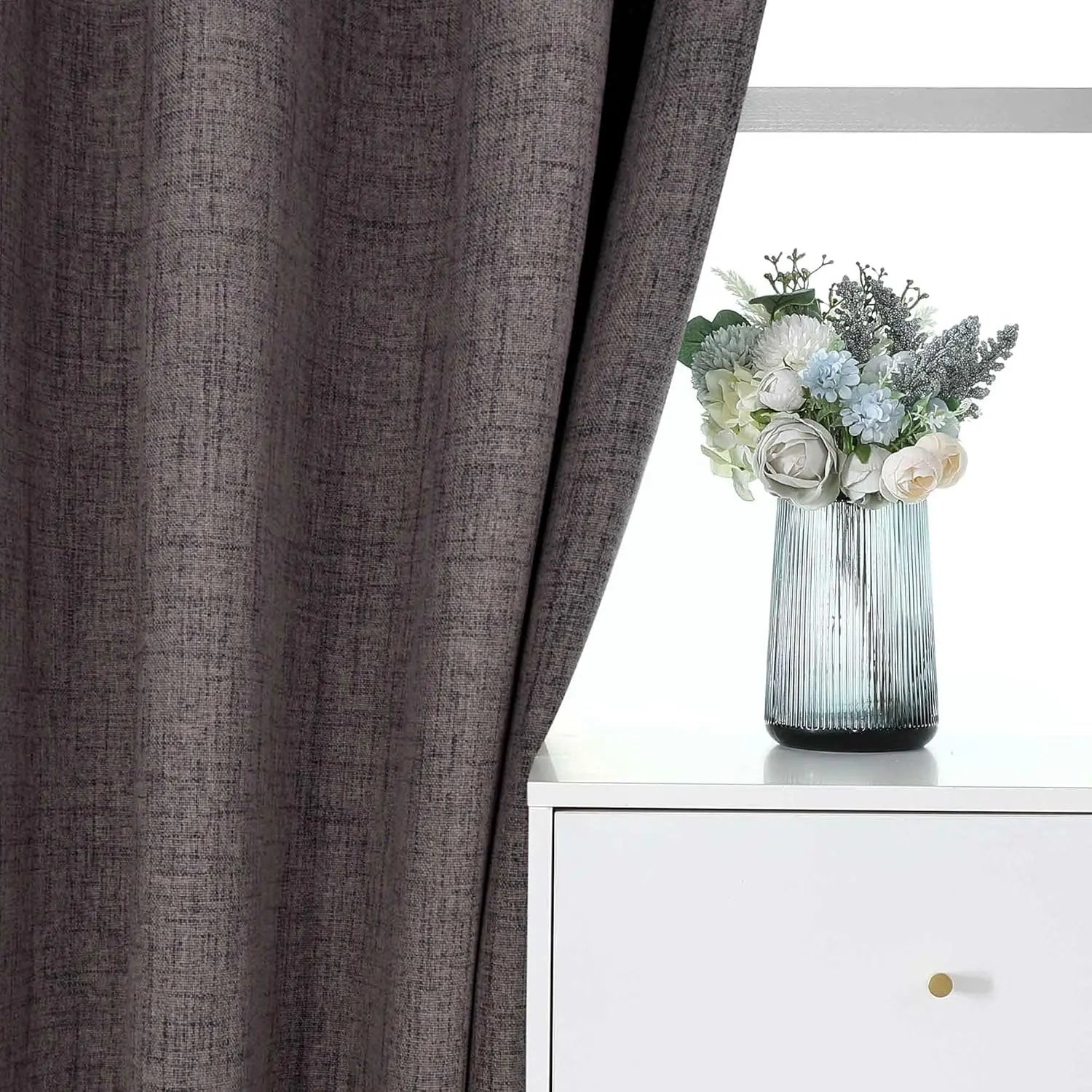 Rideau occultant faux lin extra long sur mesure - vue 9 sur 9