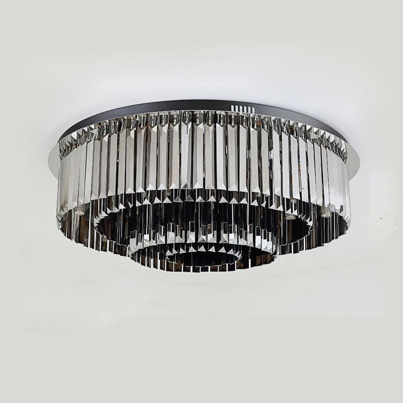 plafonnier led de luxe en cristal rond moderne - vue 7 sur 9