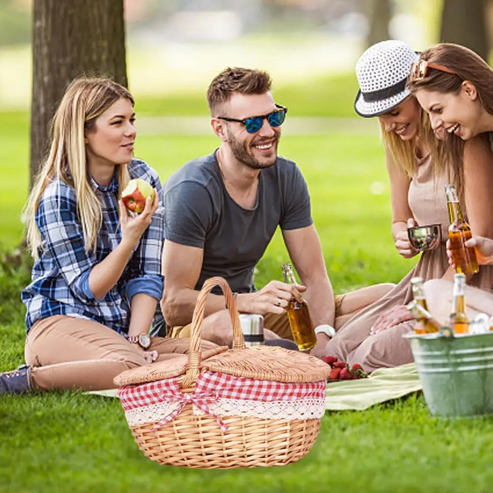 panier pique-nique en osier tressé pour camping grande capacité - vue 6 sur 8