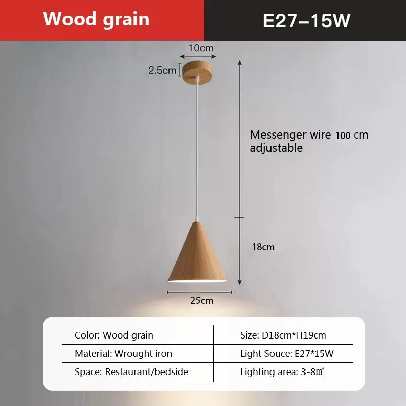 Suspension LED moderne en noyer massif - vue 6 sur 10
