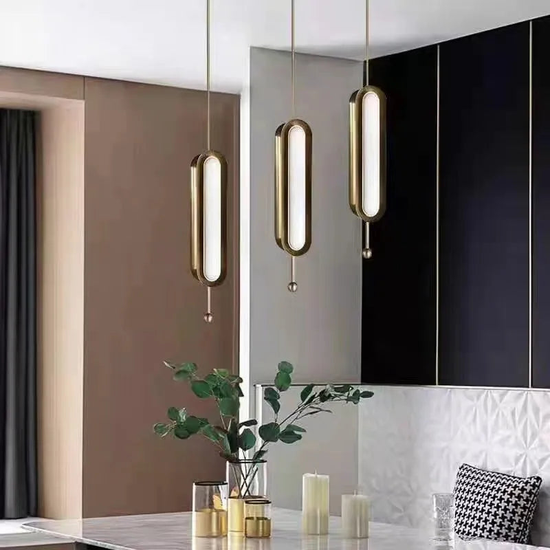 Circuit Suspension Nordique Créative LED Lumière Dorée Postmoderne pour Salon Cuisine Loft Chambre Chevet Lampe À Tête Unique