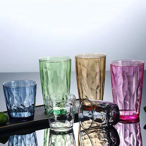 Verres incassables en acrylique style vintage strié réutilisables