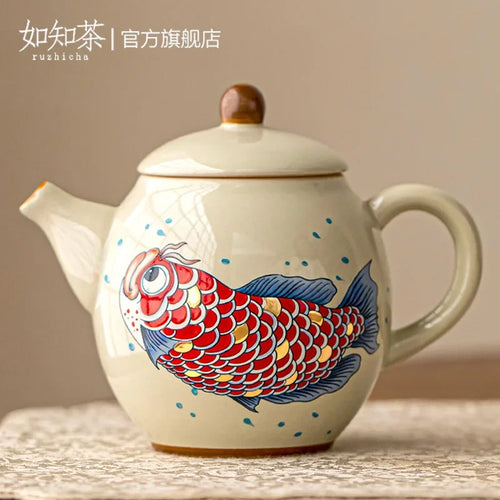 theiere kung fu ceramique motif arowana style retro