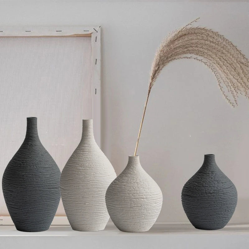vase décoratif en céramique pot de fleurs nordique pour intérieur et bureau - vue 4 sur 10