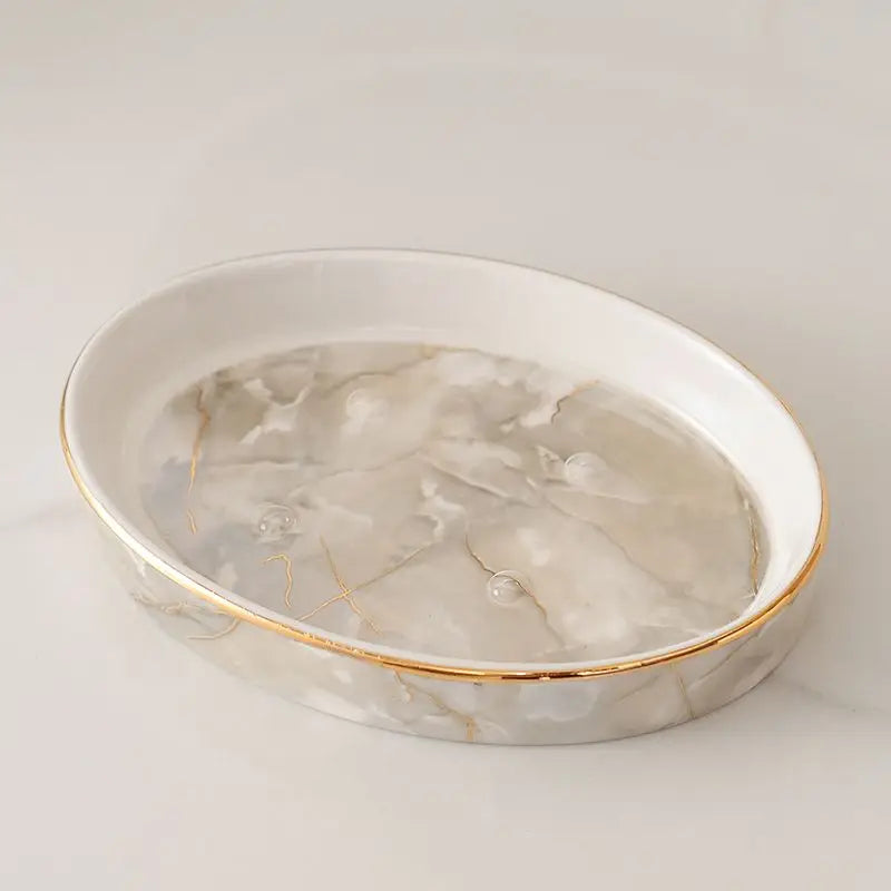 accessoires de salle de bain en céramique marbrée décorative et pratique - vue 11 sur 18