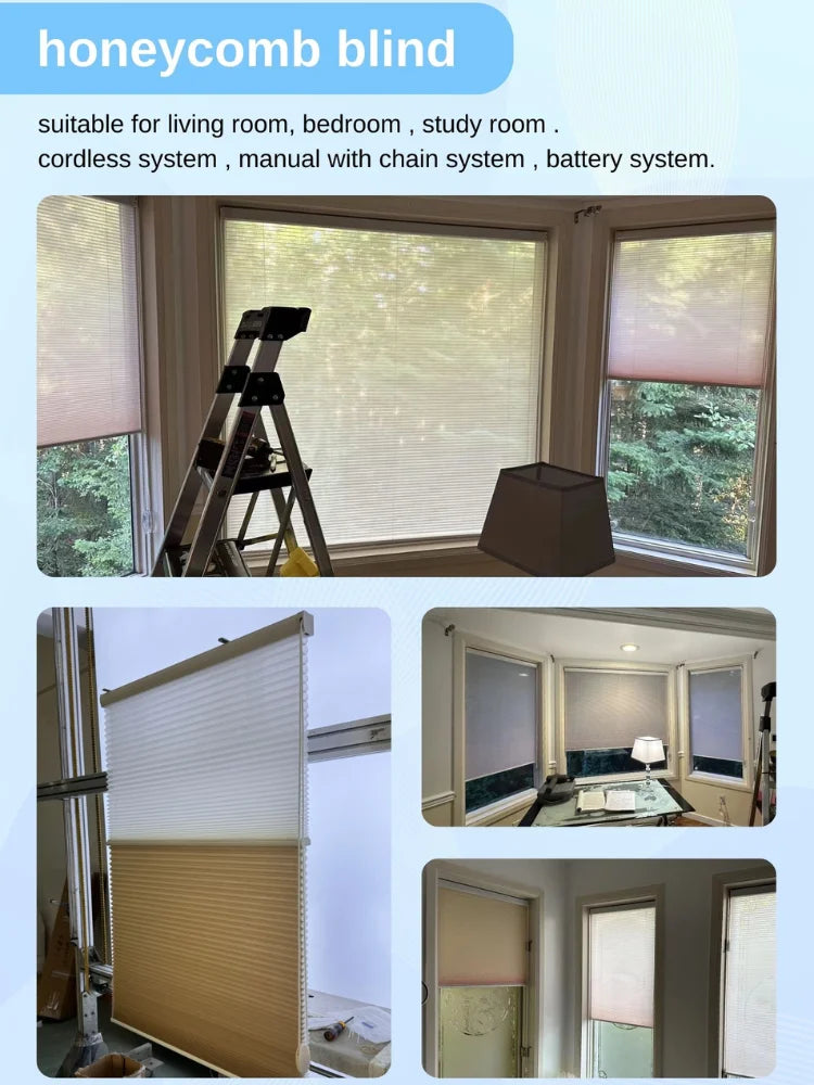 Store occultant alvéolaire sans perçage double ouverture fenêtre