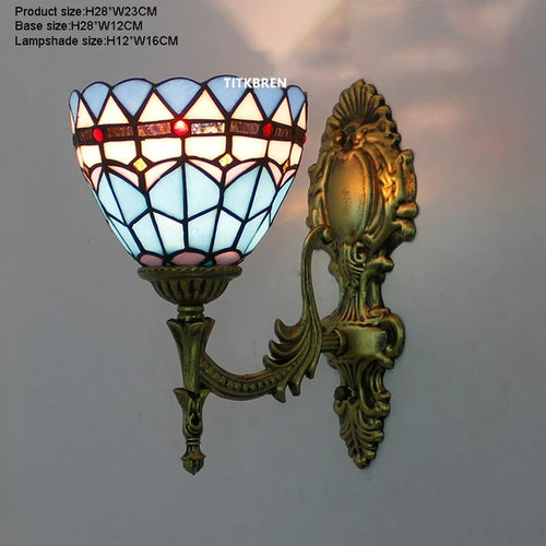applique murale fleurs turques abat-jour baroque en verre décoratif