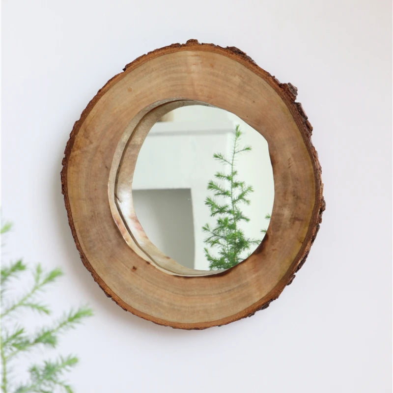 miroirs décoratifs ronds en bois vintage pour intérieur nordique