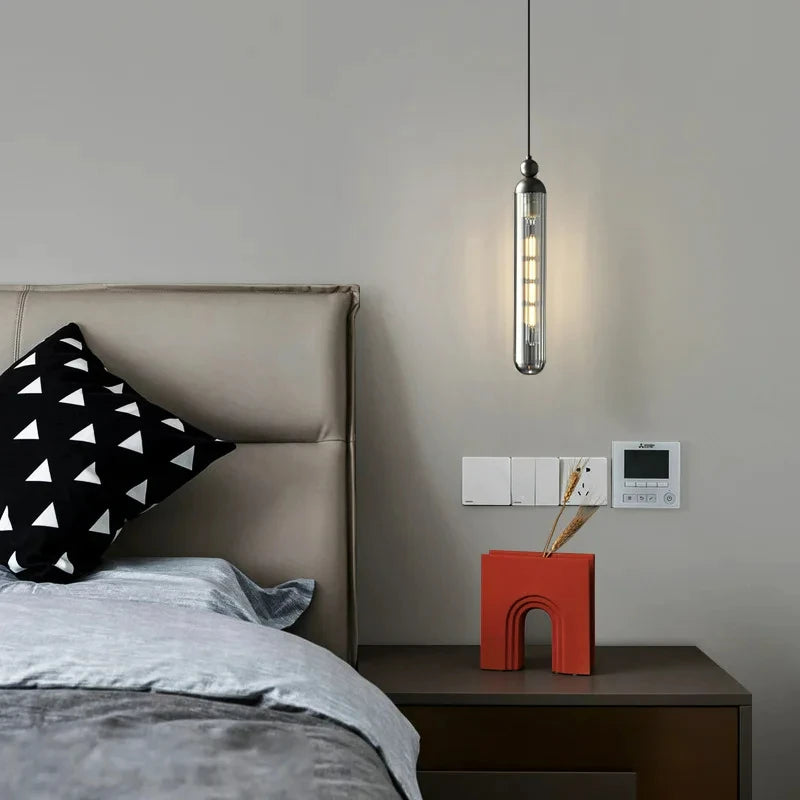 lustre nordique transparent en verre avec cordon réglable - vue 4 sur 8