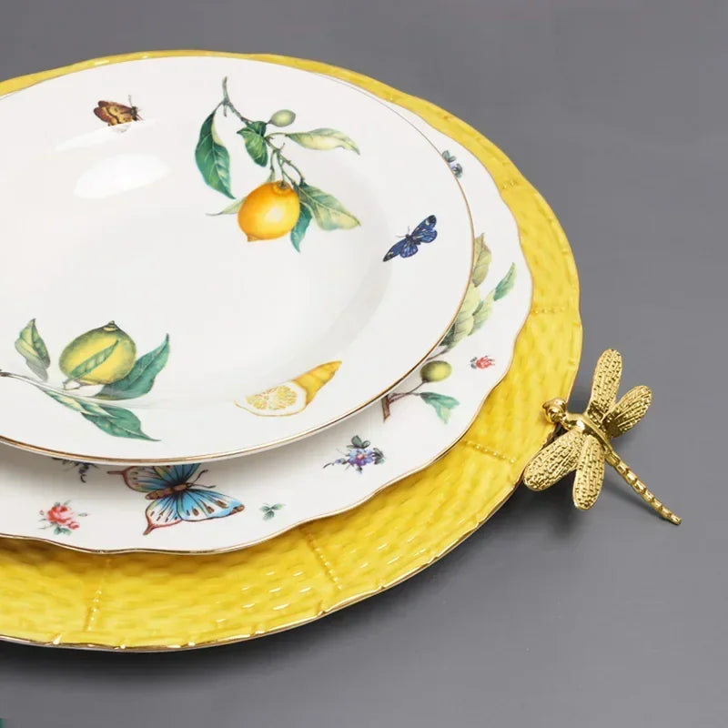 Assiette ceramique motif citron style europeen cuisine decoratif - vue 5 sur 6
