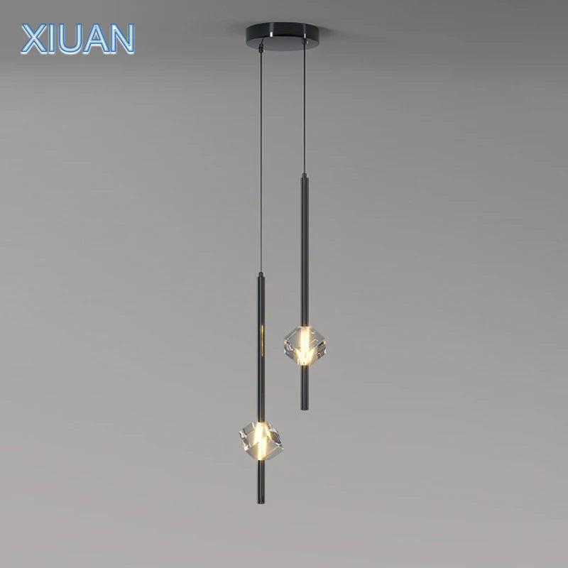 suspension minimalistes avec décor en cristal cube