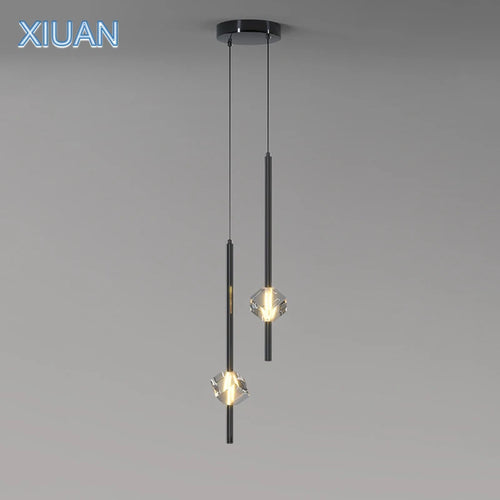 suspension minimalistes avec décor en cristal cube