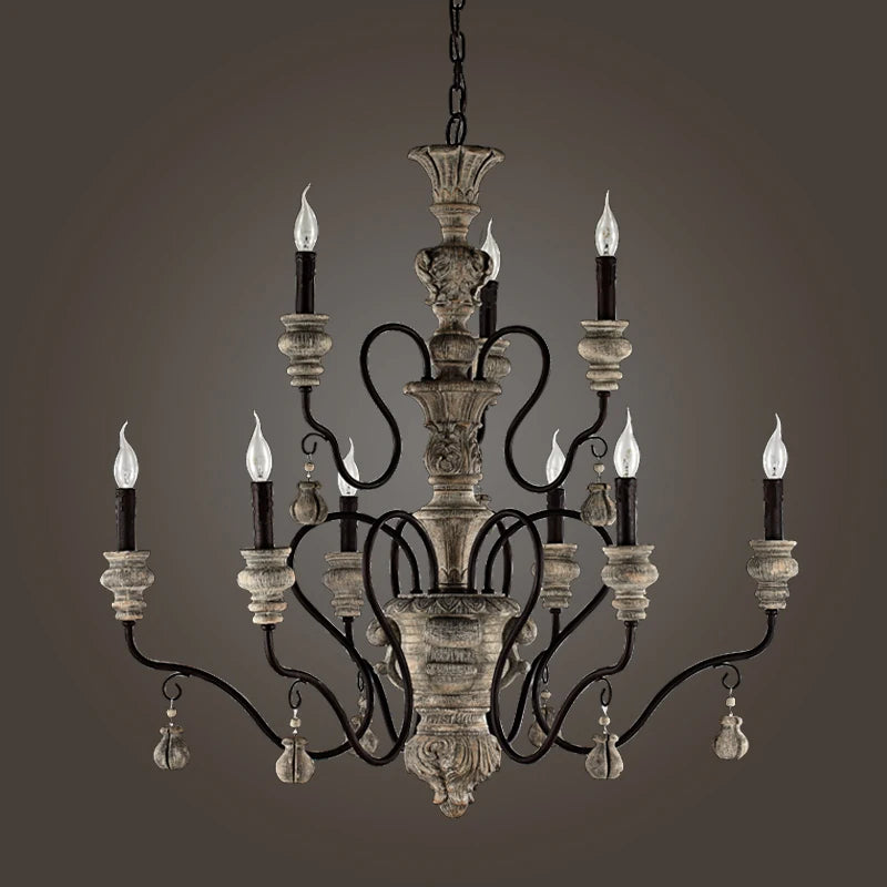 lustre vintage en fer forgé style industriel pour décoration moderne