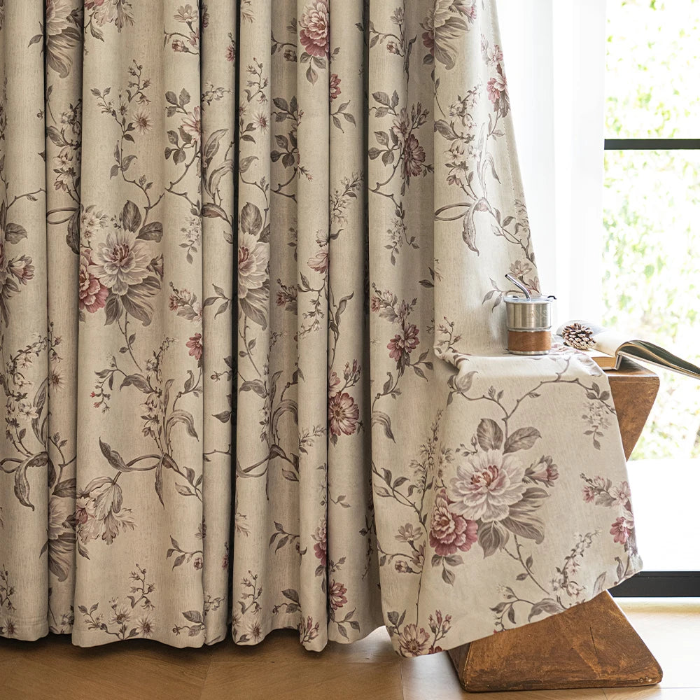 Rideau occultant floral élégant pour salon et chambre - vue 2 sur 7