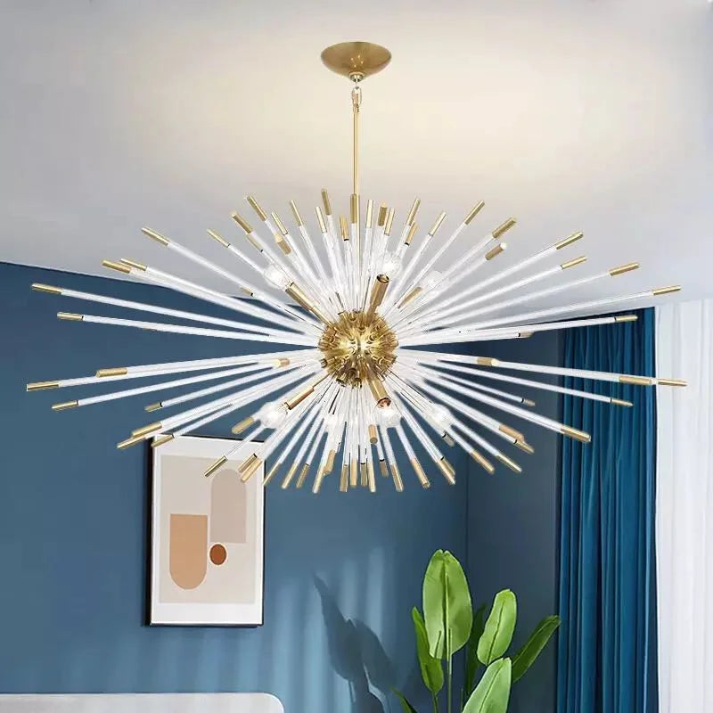 lustre de luxe 	 design cristal pissenlit led suspendue