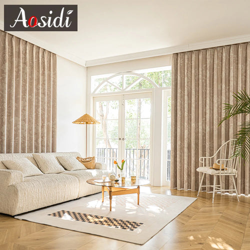 Rideau occultant motif feuilles style moderne chambre salon