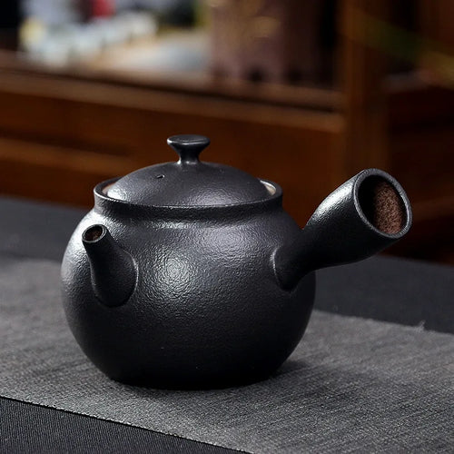 Theiere japonaise artisanale ceramique poignee laterale 150ml infuseur