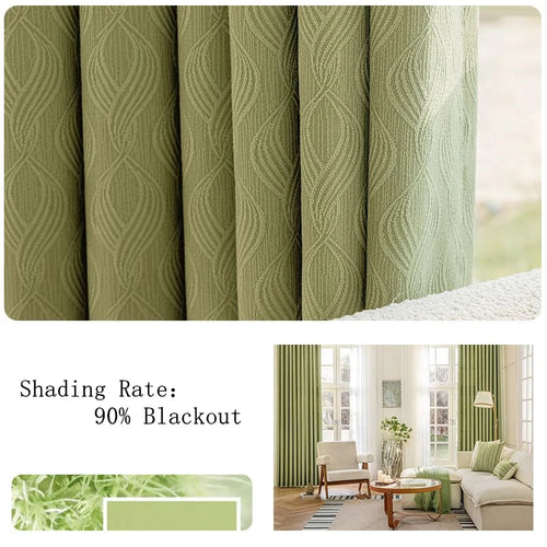 Rideau occultant chenille epais style moderne pour chambre