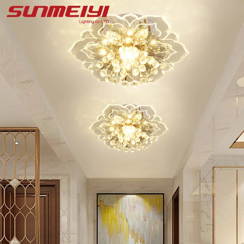 plafonnier led en cristal de luxe pour décoration balcon - vue 5 sur 12