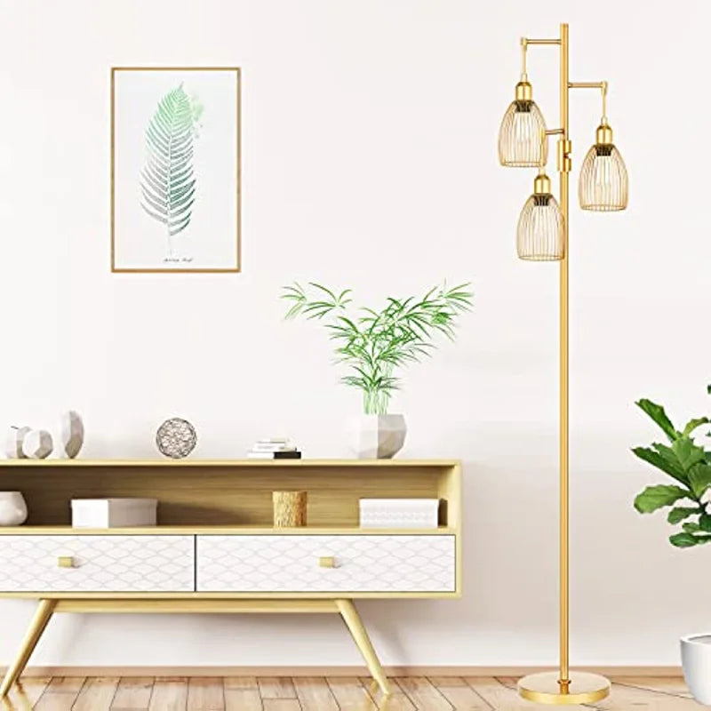 Lumière moderne luxe doré lampadaire Lustre métallique salon décoration E27 LED lumières debout salon chambre chevet - vue 8 sur 7