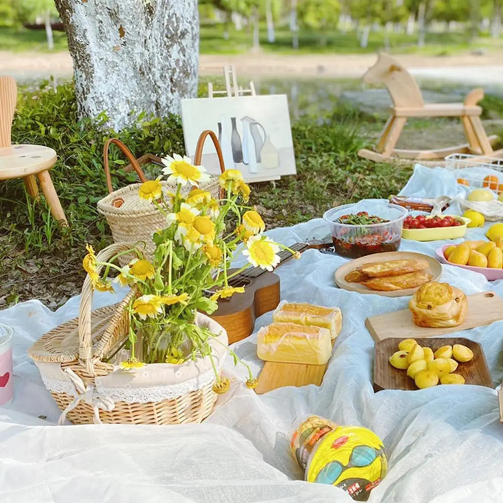 panier pique-nique en osier tressé pour camping grande capacité - vue 7 sur 8