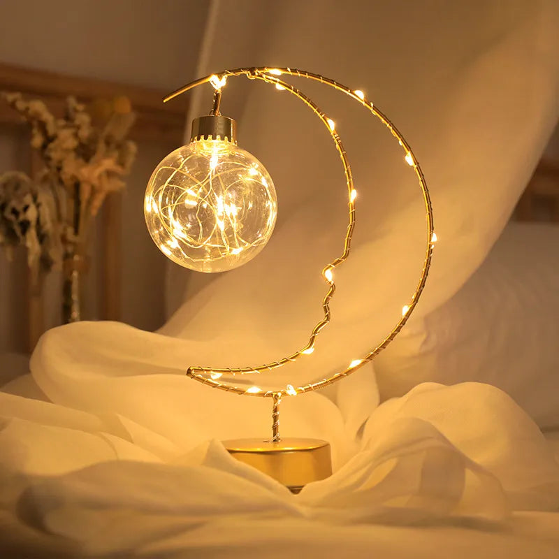 Lampe LED fer lune étoiles enfants - vue 6 sur 9