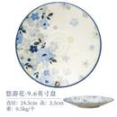 Assiettes céramique émaillée motif floral style japonais