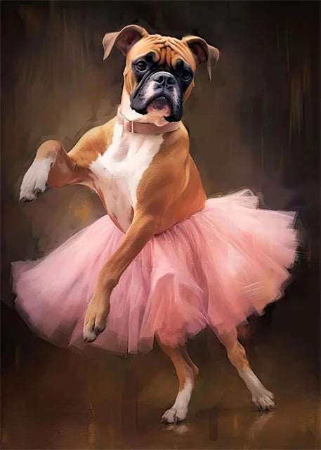 portraits de ballerine de chien art abstrait mural kawaii