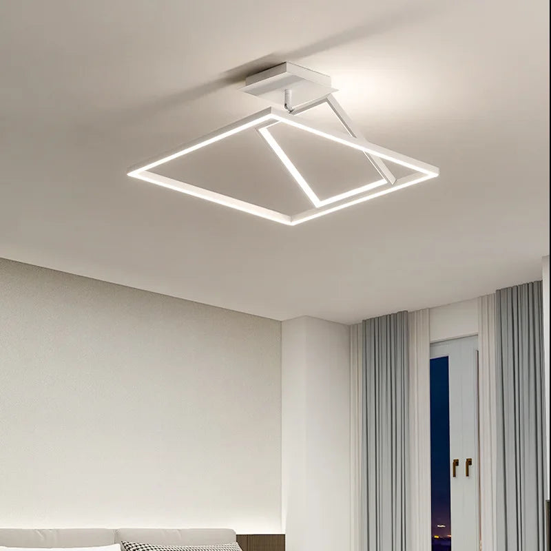 lustre carré minimaliste moderne avec éclairage dimmable - vue 2 sur 14