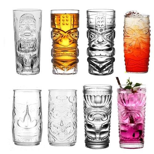 Mug tiki en verre transparent style bar cocktail