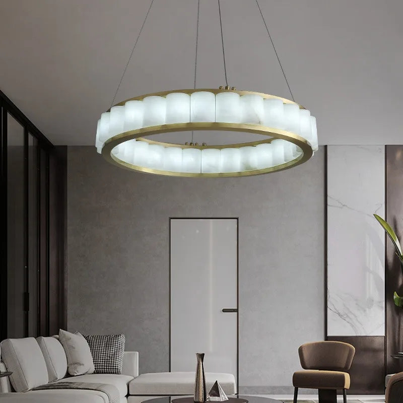 lustre en marbre naturel espagnol de grand luxe pour hôtel - vue 4 sur 15
