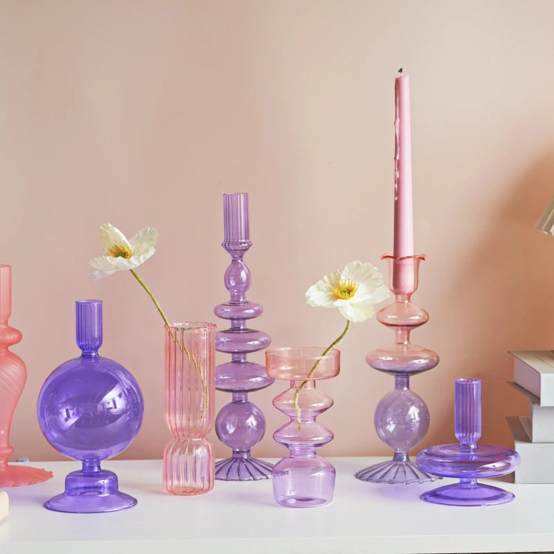 bougeoirs en verre pour décoration de mariage et cadeau Noël - vue 2 sur 24