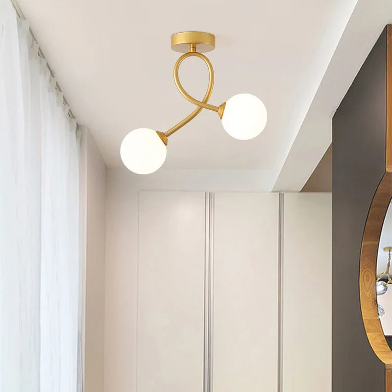 Plafonnier verre noir or intérieur couloir balcon entrée vestiaire luminaire