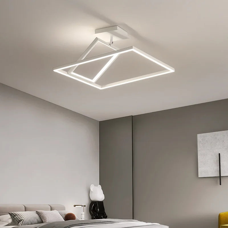 lustre carré minimaliste moderne avec éclairage dimmable - vue 4 sur 14