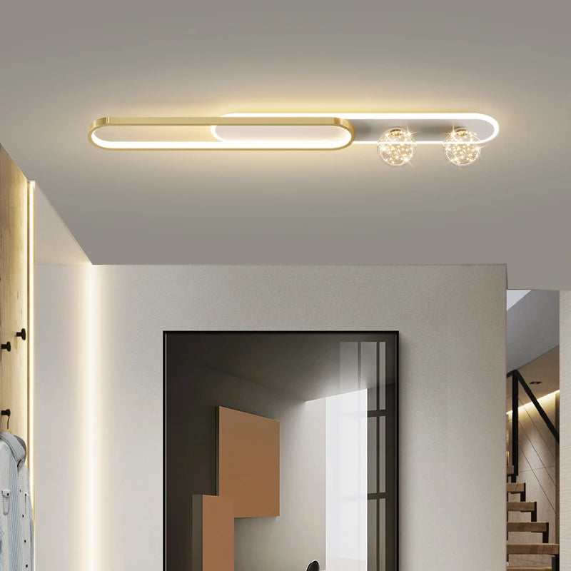 lustre moderne simple de luxe créatif étoilé encastré longue bande