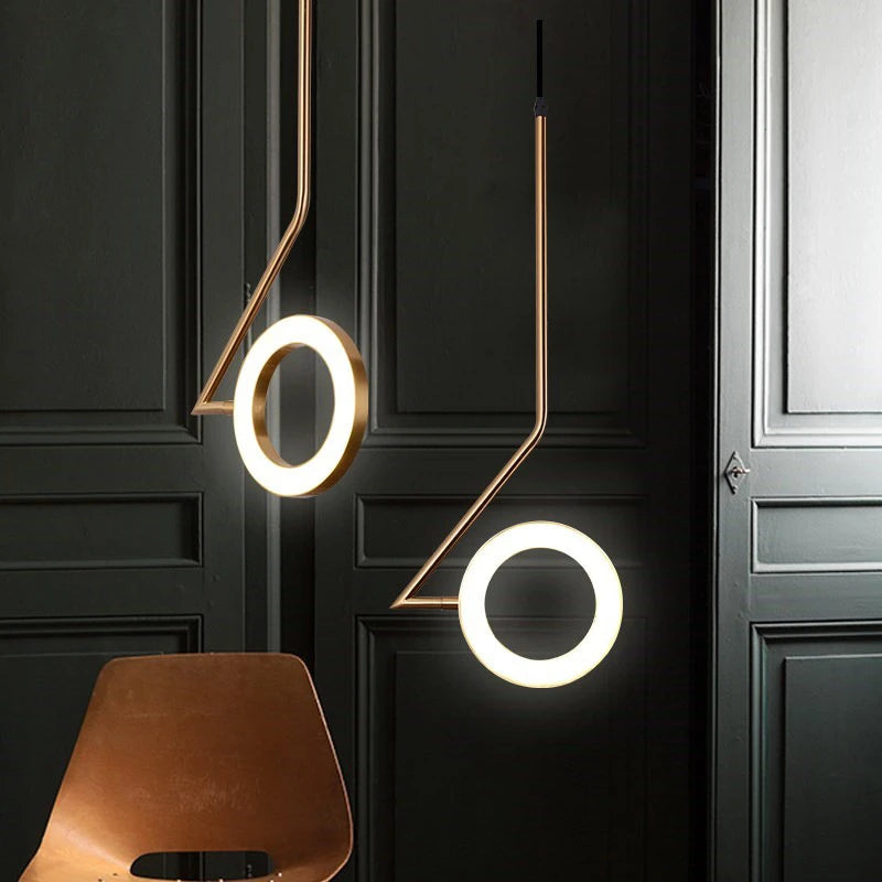 suspension design nordique anneau fer led décorative