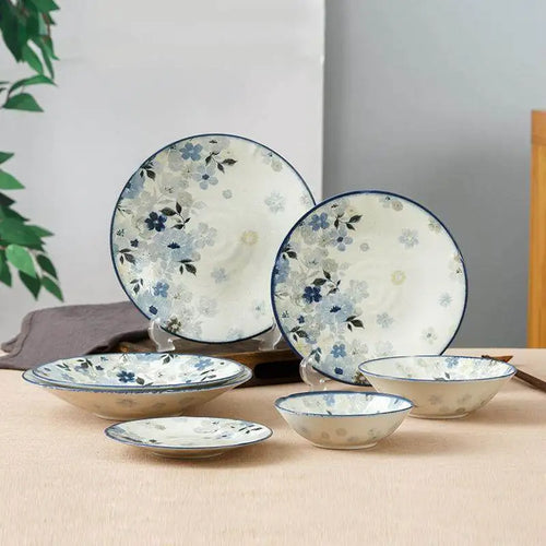 Assiettes ceramique emaillee style floral japonaises cuisine