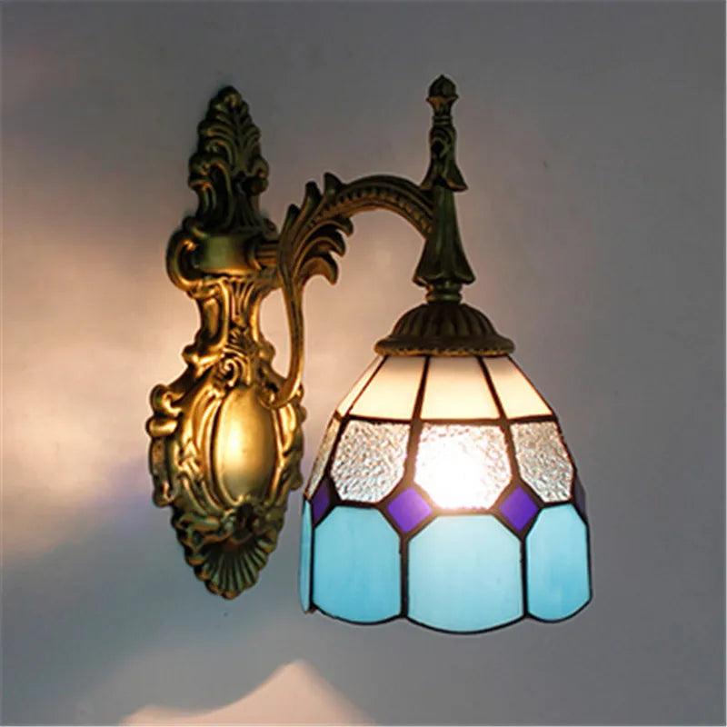applique murale fleurs turques abat-jour baroque en verre décoratif - vue 6 sur 17